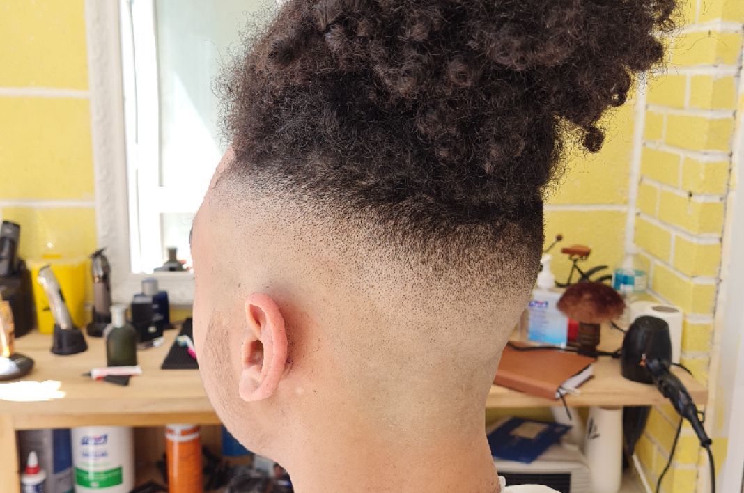 High top afro with skin fade