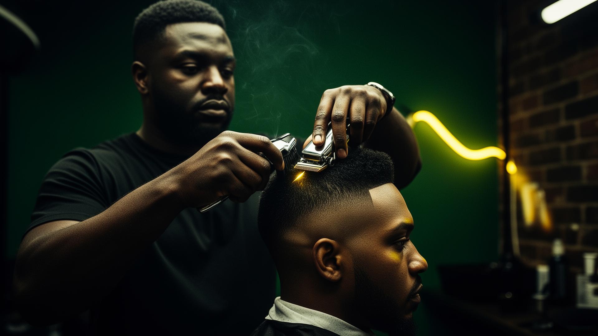 Barber giving a sharp fade